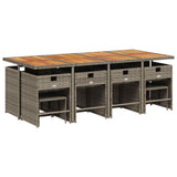 Garden Dining Set Grey and Brown PE Rattan Large Foldable 3211166