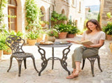Outsunny Outdoor Bistro Set Vintage Rose Design Patio Furniture Set with Round Table and 2 Chairs T3398P555011