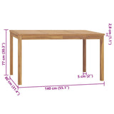 Garden Dining Table 140x80x77 cm Solid Teak Wood 315619