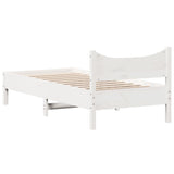 ZNTS Bed Frame White 90x190 cm Single Solid Wood Pine 844754