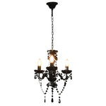 Chandelier with Beads Black Round 3 x E14 281597