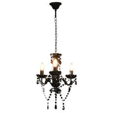 Chandelier with Beads Black Round 3 x E14 281597