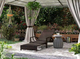 Reclining Rattan Lounger, with Extending Footrest - Brown T3398P315377