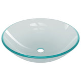 Bathroom Sink with Tap and Push Drain Frosted Tempered Glass 3098445