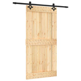 Sliding Door Natural and Black 100 x 210 cm Solid Pine Wood 3445072