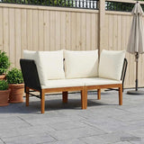 2 pcs Solid Acacia Wood & Rope Natural 3407715