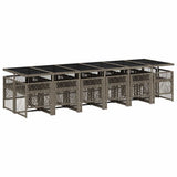 13 Piece Garden Dining Set with Cushions Grey Poly Rattan 3210764