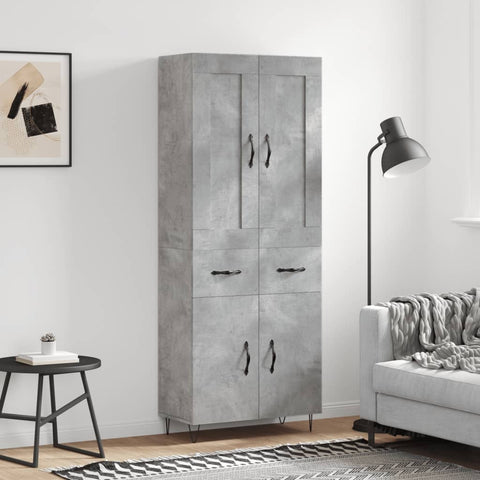Highboard Concrete Grey 69.5x34x180 cm Engineered Wood 3199909