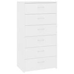 Sideboard with 6 Drawers White 50x34x96 cm Engineered Wood 800666