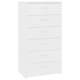 Sideboard with 6 Drawers White 50x34x96 cm Engineered Wood 800666