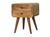 Solid Wood Mini Oak-ish Curved Bedside, 2 Drawers B2743P402931