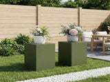 Plant Stand 2 pcs Olive Green 40 x 40 x 60 cm Steel 8012537