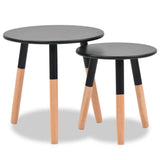 Side Table Set of 2 Black Solid pinewood legs, MDF top Small 244735