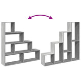 Room Divider Bookcase 4-Tier Grey Sonoma 143.5x29x143.5 cm Engineered Wood 857999