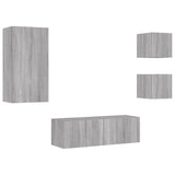 ZNTS 4 Piece TV Wall Cabinets with LED Lights Grey Sonoma 3216886