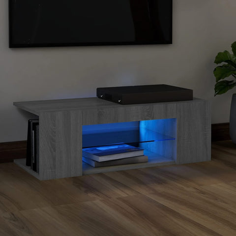ZNTS TV Cabinet with LED Lights Grey Sonoma 90x39x30 cm 822666