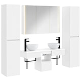Bathroom Furniture Set 6 pcs White Engineered Wood and Glass 3407183