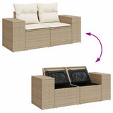 10 Piece Garden Sofa Set with Cushions Beige Poly Rattan Acacia 3327418