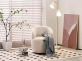 008S Teddy Fabric Swivel Accent Armchair Barrel Chair With Black Powder Coating Metal Ring, Ivory W1397P262484