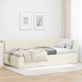 Corner Bed Frame with Headboard Cream 100 cm x 200 cm Velvet 42016405