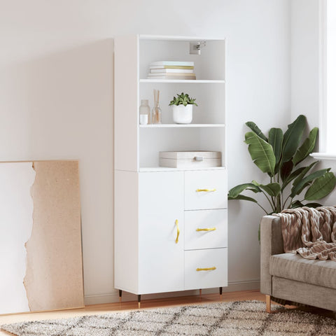 Highboard White 69.5x34x180 cm Engineered Wood 3189421