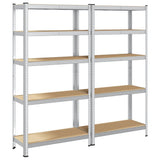 5-Layer Storage Shelves 2 pcs Silver Steel&Engineered Wood 4016948