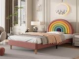 Upholstered bed 90*190, withted frame and headboard, youth bed, for adults & teenagers, wooden WF311460AAR
