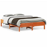 Bed Frame Wax brown Solid pine wood, Plywood Double Durable 842721