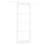 Sliding Door ORKDAL White 93 x 232 cm Solid Pine Wood and Glass 3332096