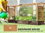 Raised Planter with Trellis, Wooden Raised Bed with Hanging Roof and Drainage Holes for Garden, T3398P552562