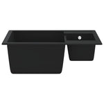 ZNTS Kitchen Sink with Overflow Hole Double Basins Black Granite 147085
