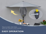 2m Half Parasol Market Umbrella Garden Balcony Parasol with Crank Handle, Base, Double-Sided Canopy, T3398P320030