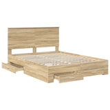 Bed Frame with Drawer Sonoma Oak 150 x 200 cm Engineered Wood 3411291