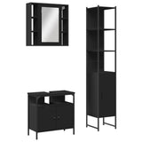 3 Piece Bathroom Cabinet Set Black Engineered Wood 3214735