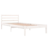 ZNTS Bed Frame without Mattress Solid Wood Pine 90x200cm White 810416