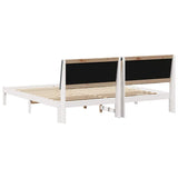 Bed Frame with Headboard White 200 x 200 cm Solid Pine Wood 3394402