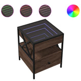 Coffee Table with Infinity LED Brown Oak 40x40x51 cm 847721