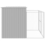 Dog House with Run Light Grey 214x253x181 cm Galvanised Steel 3189125