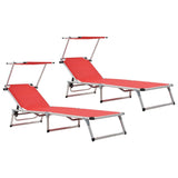 Sun Lounger Red Aluminium Standard Collapsible 312459