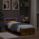 Bed Frame without Mattress with LED Lights Smoked Oak 90x190 cm Single 838838