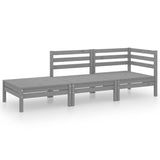 3 Piece Garden Lounge Set Grey Solid Pinewood 3082614
