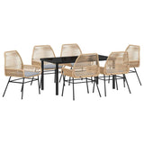 Garden Dining Set 7 pcs Brown Poly Rattan 3380880