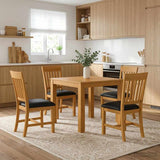 Dining Set 5 pcs Black Solid Oak Wood 3430334
