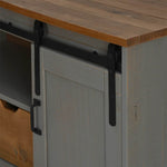 TV Cabinet HALDEN with Sliding Door Grey 110x40x60 cm Solid Wood 4018411