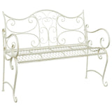 Garden Bench 2-Seater 114 x 56.5 x 90 cm Steel Antique White 42029540