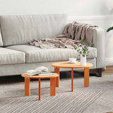 Coffee Table 2 pcs Wax Brown Solid Pine wood 873561
