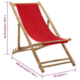 313020 Deck Chair Bamboo and Canvas Red
