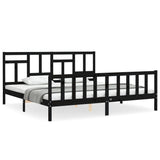 Bed Frame without Mattress Black 200x200 cm Solid Wood Pine 3193165