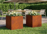Garden Planter 2 pcs Rusty 50 x 50 x 75 cm Weathering Steel 8005399