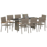 Garden Dining Set 9 pcs Grey Poly Rattan 3365428